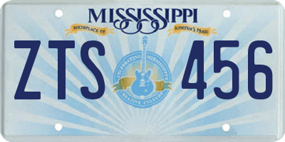 MS license plate ZTS456