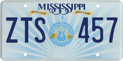 MS license plate ZTS457