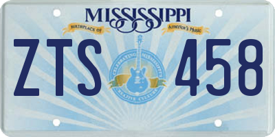 MS license plate ZTS458