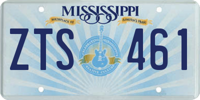 MS license plate ZTS461