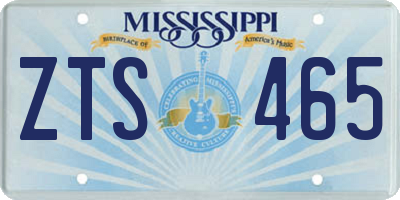MS license plate ZTS465