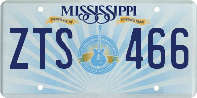 MS license plate ZTS466