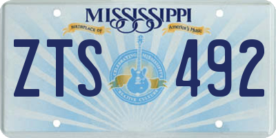 MS license plate ZTS492
