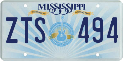 MS license plate ZTS494