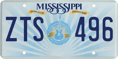 MS license plate ZTS496