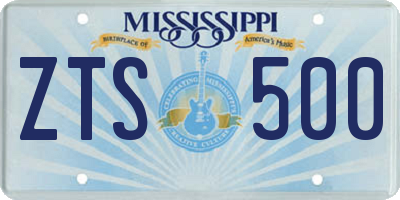 MS license plate ZTS500