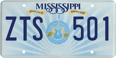 MS license plate ZTS501
