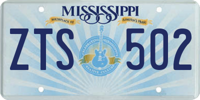 MS license plate ZTS502