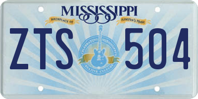 MS license plate ZTS504