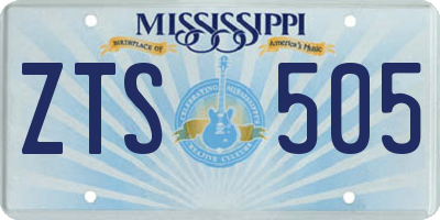 MS license plate ZTS505