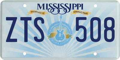 MS license plate ZTS508