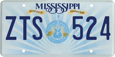 MS license plate ZTS524