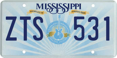 MS license plate ZTS531