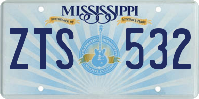 MS license plate ZTS532