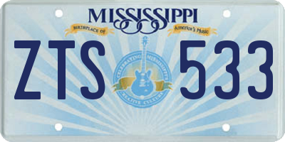 MS license plate ZTS533