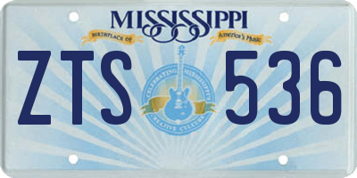 MS license plate ZTS536