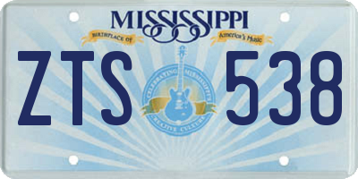 MS license plate ZTS538
