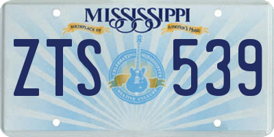 MS license plate ZTS539