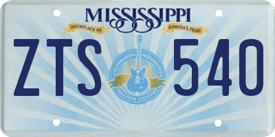 MS license plate ZTS540