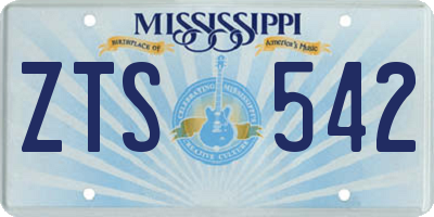 MS license plate ZTS542