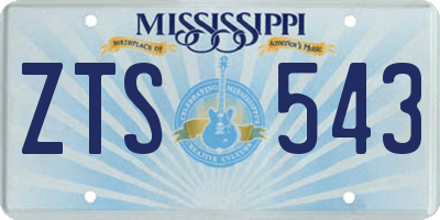 MS license plate ZTS543