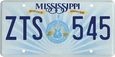 MS license plate ZTS545