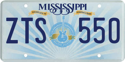 MS license plate ZTS550