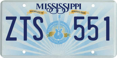 MS license plate ZTS551