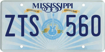 MS license plate ZTS560