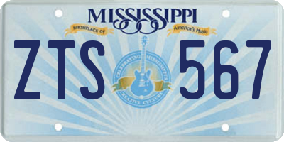 MS license plate ZTS567