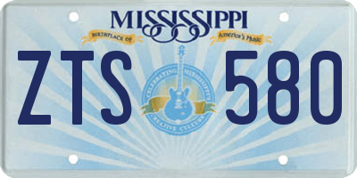 MS license plate ZTS580