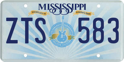 MS license plate ZTS583