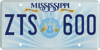 MS license plate ZTS600