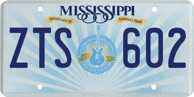 MS license plate ZTS602
