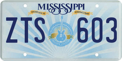 MS license plate ZTS603