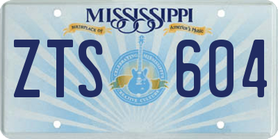 MS license plate ZTS604