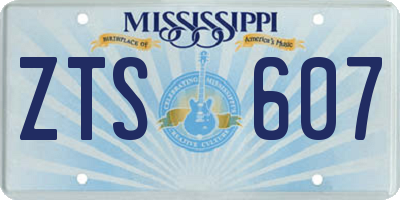 MS license plate ZTS607