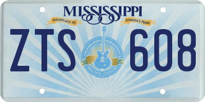 MS license plate ZTS608