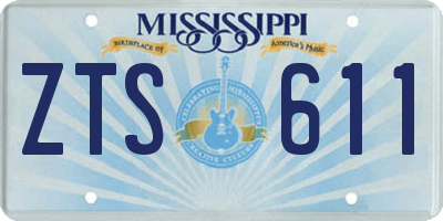MS license plate ZTS611