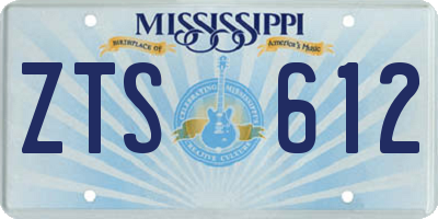 MS license plate ZTS612