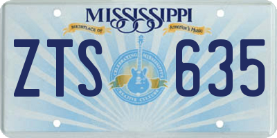 MS license plate ZTS635