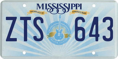 MS license plate ZTS643