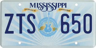 MS license plate ZTS650