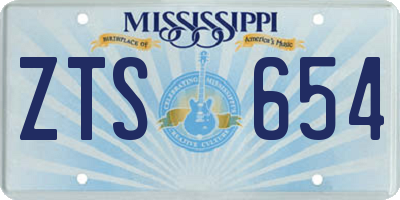 MS license plate ZTS654