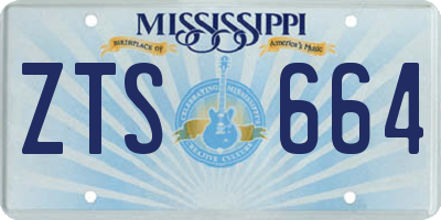 MS license plate ZTS664