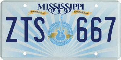 MS license plate ZTS667