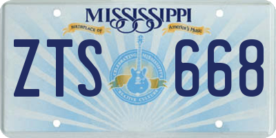 MS license plate ZTS668