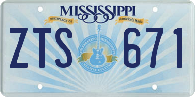 MS license plate ZTS671