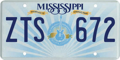 MS license plate ZTS672