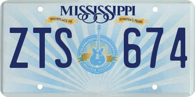 MS license plate ZTS674